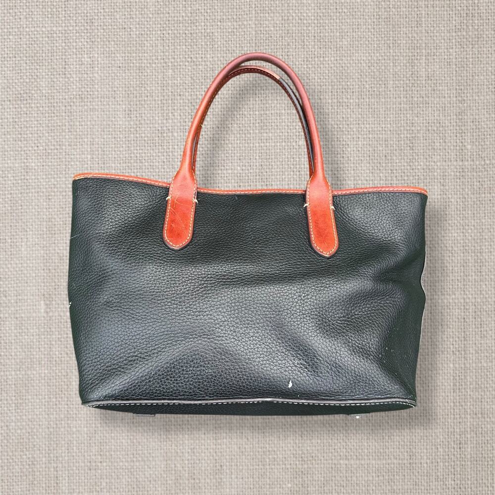 Vintage Dooney & Bourke Black Pebbled Leather Tote Bag with Red Trim - Picture 3 of 12